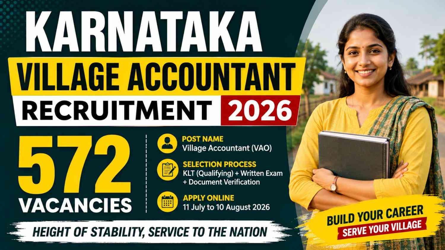 Karnataka Village Accountant Recruitment 2026: Application Form Available Till August 7