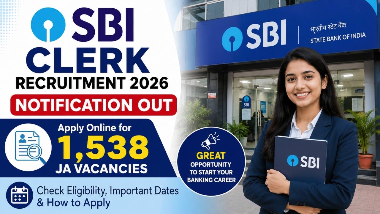 SBI Clerk Recruitment 2026 Notification Out: Apply Online for 1,538 JA Vacancies